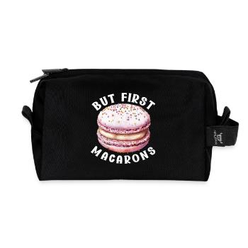 Macaron French Desserts - Recycled Toiletry Zip Bag - black - Front