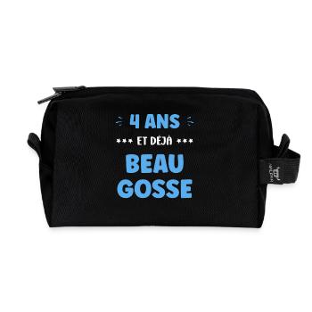 4 years old and already handsome - Recycled Toiletry Zip Bag - black - Front