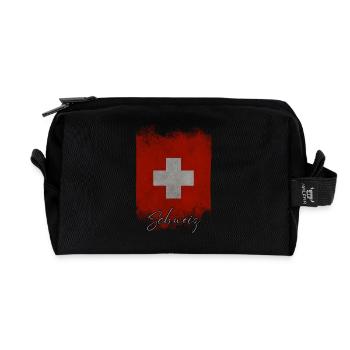Flagge der Schweiz, Vintage Schweiz - Recycelte Kulturtasche - Schwarz - Vorne