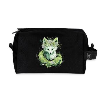 Kitsune Fuchs Boho Blumen Natur - Recycelte Kulturtasche - Schwarz - Vorne