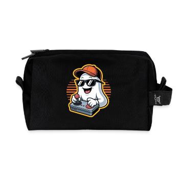 Retro Gamer Halloween Fantôme - Trousse de toilette en tissu recyclé - noir - Devant