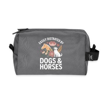 Dogs & Horses Distraction Motif - Recycled Toiletry Zip Bag - anthracite - Front