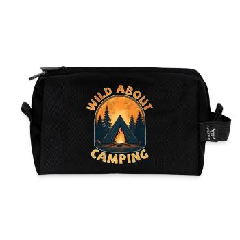 Wild about camping - Recycled Toiletry Zip Bag - black - Front