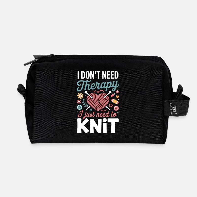 Knit Therapy Herz - Recycelte Kulturtasche - Schwarz