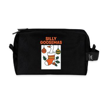 Silly Goosemas Lustige Weihnachtsmann-Weihnachtsgans - Recycelte Kulturtasche - Schwarz - Vorne