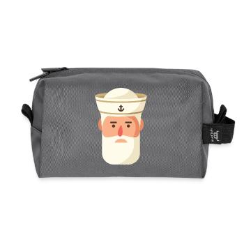 Nautic Design Old Salt Sailor Cartoon - Recycled Toiletry Zip Bag - anthracite - Front