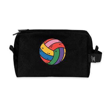 Volley-ball coloré pour les amateurs de sport - Trousse de toilette en tissu recyclé - noir - Devant