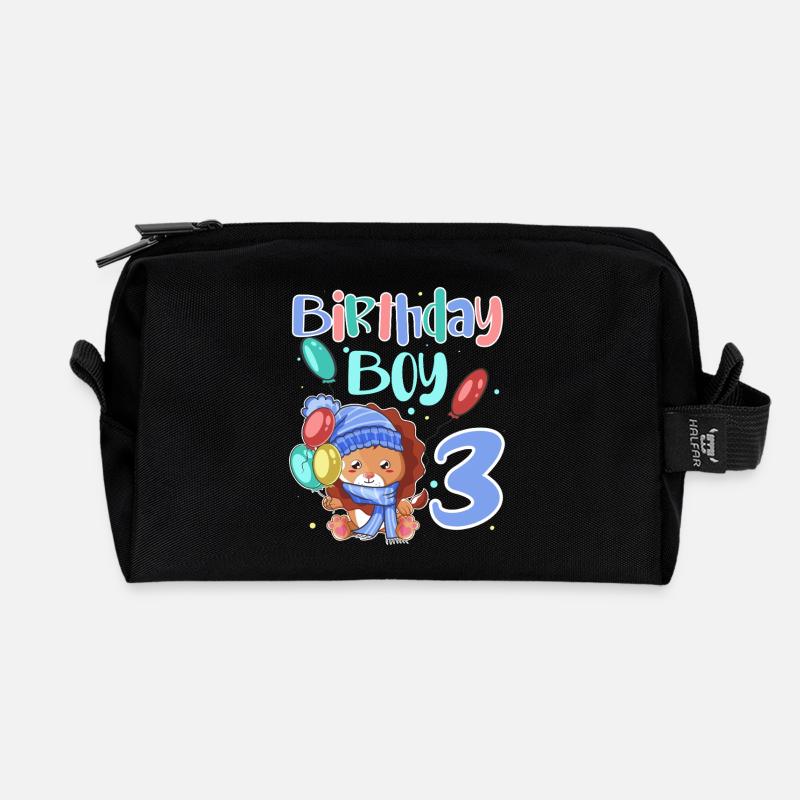 3. Geburtstag Löwe - Recycelte Kulturtasche - Schwarz
