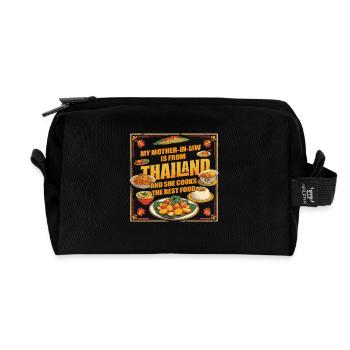 Thai mother-in-law Thailand - Recycled Toiletry Zip Bag - black - Front