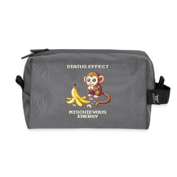 Status Effect: Mischievous Energy | Monkey joke - Recycled Toiletry Zip Bag - anthracite - Front