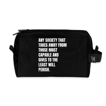 any society that takes away from those most cap - Recycled Toiletry Zip Bag - black - Front