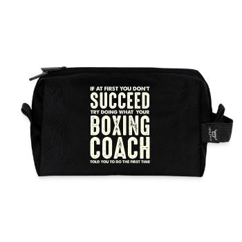 Boxing Coach Saying Typography Print - Recycled Toiletry Zip Bag - black - Front