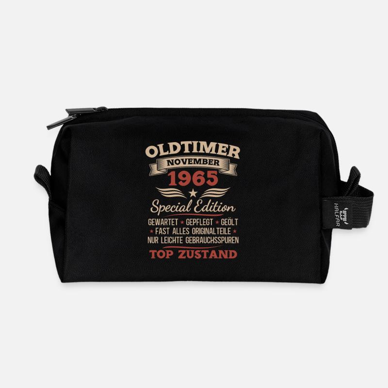 60. Geburtstag Geschenk Oldtimer November 1965 - Recycelte Kulturtasche - Schwarz