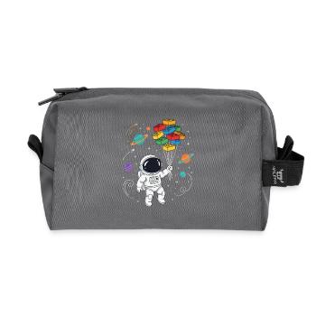 Astronaut Building Blocks Space Brick Builder - Recycled Toiletry Zip Bag - anthracite - Front