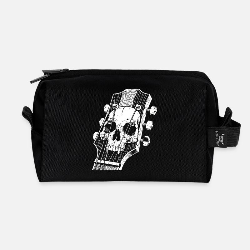 Totenkopf auf Gitarrenkopfplatte - Recycelte Kulturtasche - Schwarz