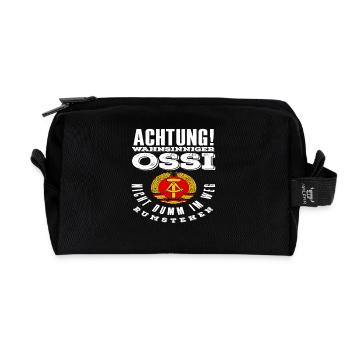 Achtung Wahnsinniger Ossi Spruch DDR Stolz - Recycelte Kulturtasche - Schwarz - Vorne