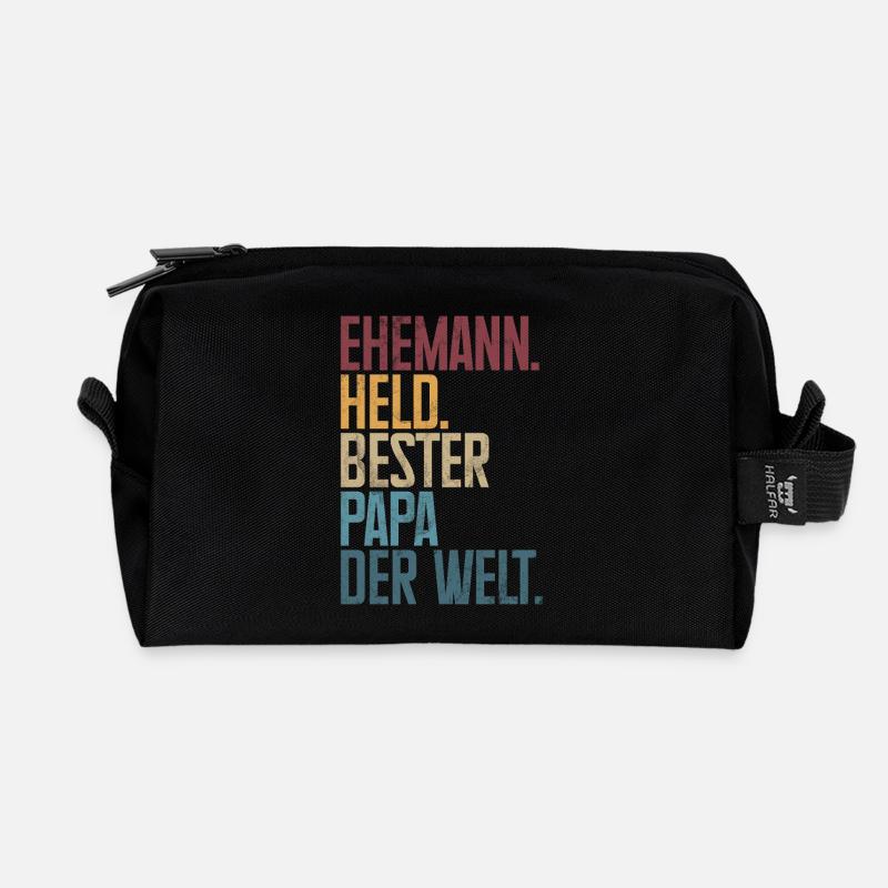 Ehemann Held Bester Papa Der Welt Retro - Recycelte Kulturtasche - Schwarz