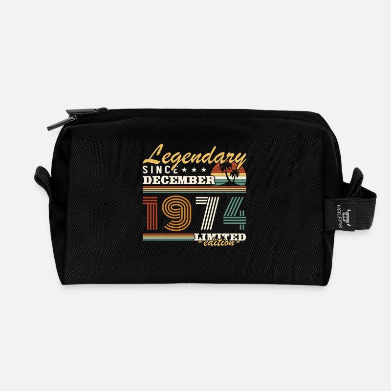 Dezember 1974 Vintage Geburtstagsgeschenk - Recycelte Kulturtasche - Schwarz