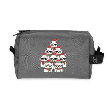 Chats de Noël grincheux – Lustiges Katzen - Trousse de toilette en tissu recyclé - anthracite - Devant