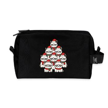 Chats de Noël grincheux – Lustiges Katzen - Trousse de toilette en tissu recyclé - noir - Devant