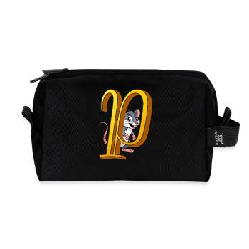 BUCHSTABE P - Recycelte Kulturtasche - Schwarz - Vorne