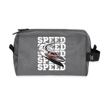 Speed Motorboat Adventure - Recycled Toiletry Zip Bag - anthracite - Front