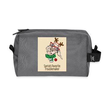 Santa's Favorite Troublemaker – Funny Dog - Recycled Toiletry Zip Bag - anthracite - Front