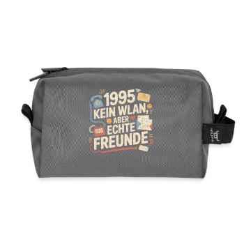 1995 No Wi-Fi, but real friends - Recycled Toiletry Zip Bag - anthracite - Front