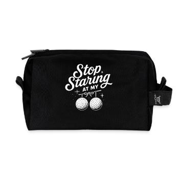 Hör auf, auf meine Golfbälle zu starren Lustiges Golf - Recycelte Kulturtasche - Schwarz - Vorne