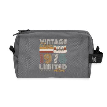 Vintage 1976 Born Birthday Gift - Recycled Toiletry Zip Bag - anthracite - Front