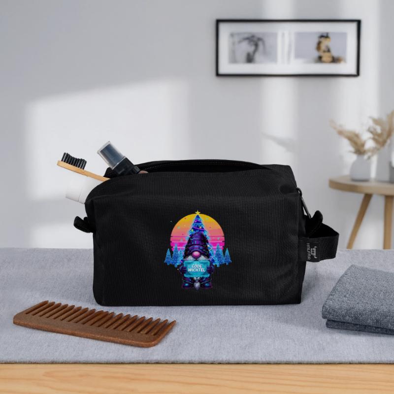 Cyberpunk Code Gnome - Synthwave Noël Nerd Trousse de toilette en tissu recyclé