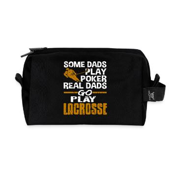 Real Dads Play Lacrosse Funny Sports Father Humor - Recycled Toiletry Zip Bag - black - Front
