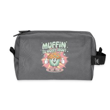 Retro Muffin - Recycelte Kulturtasche - Anthrazit - Vorne