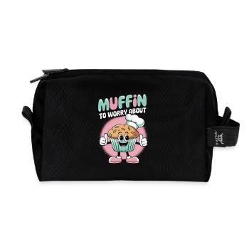 Retro Muffin - Recycelte Kulturtasche - Schwarz - Vorne