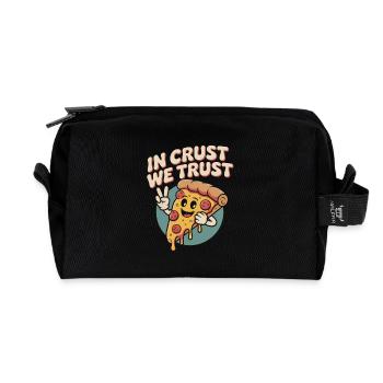 Retro Pizza - Recycelte Kulturtasche - Schwarz - Vorne