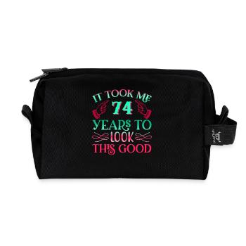 It took 74 years to look so good - Recycled Toiletry Zip Bag - black - Front