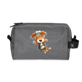 Paraglider Cat Aerial Adventure - Recycled Toiletry Zip Bag - anthracite - Front