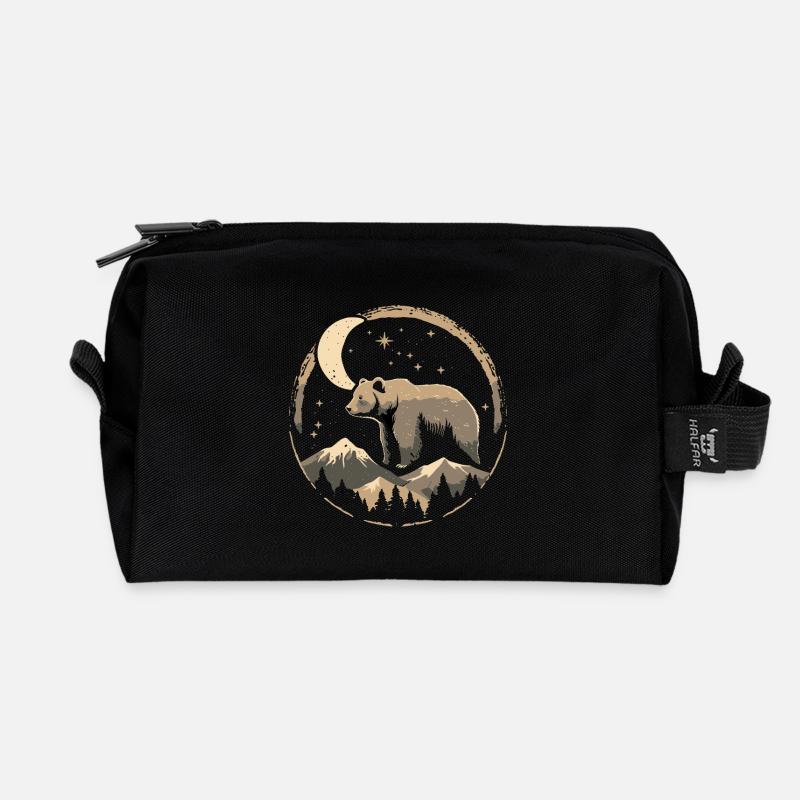 Mondpfad Bär in Berglandschaft - Recycelte Kulturtasche - Schwarz