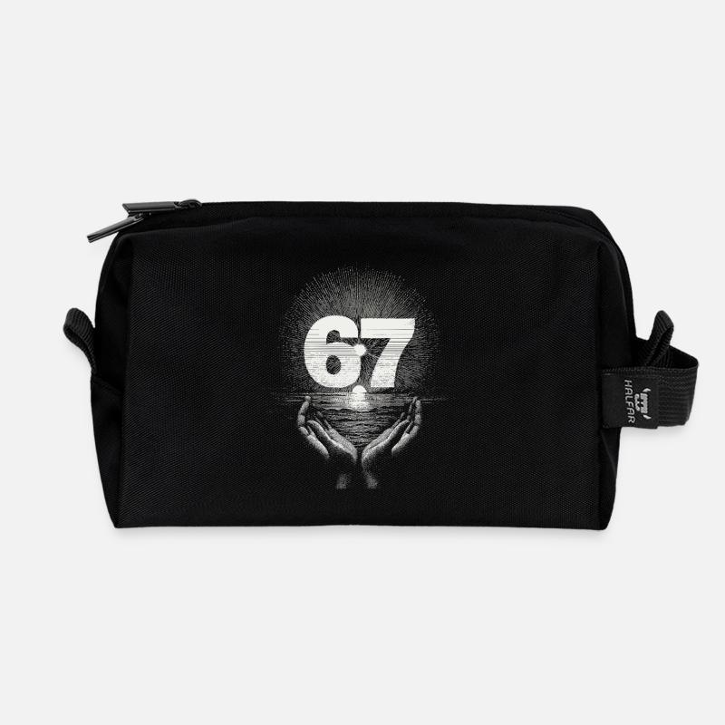 6 7 Meme – The symbol that only insiders can understand - Recycled Toiletry Zip Bag - black