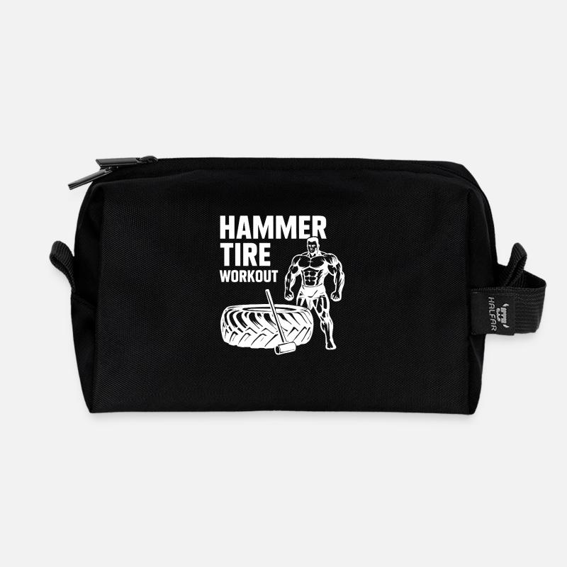 Hammer Tire Workout - Recycled Toiletry Zip Bag - black
