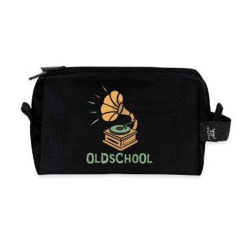 Oldschool Gramophone Retro Design - Recycled Toiletry Zip Bag - black - Front