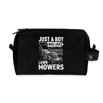 Juste un garçon qui aime les tondeuses à gazon - Trousse de toilette en tissu recyclé - noir - Devant