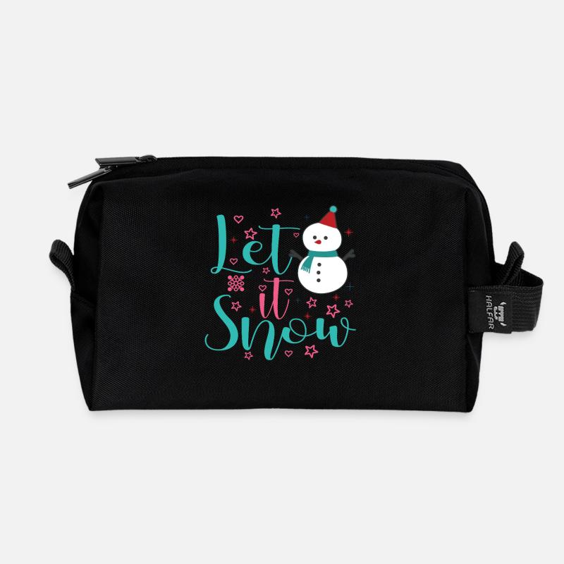 Schneemann Weihnachten - Recycelte Kulturtasche - Schwarz