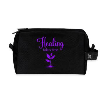 Healing takes time Mindfulness Patience - Recycled Toiletry Zip Bag - black - Front