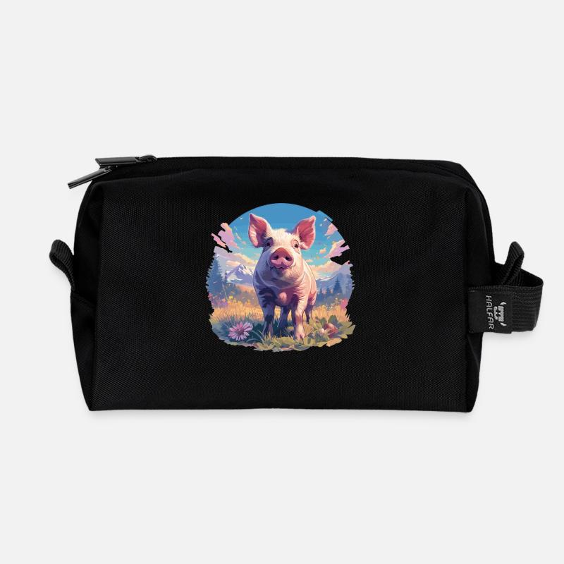 Schweine Schwein - Recycelte Kulturtasche - Schwarz