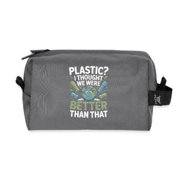 Plastique? Je pensais qu’on valait mieux que ça – - Trousse de toilette en tissu recyclé - anthracite - Devant