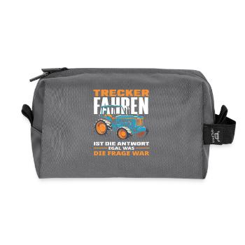 Tractor Driver Tractor Lover Funny Farm - Recycled Toiletry Zip Bag - anthracite - Front