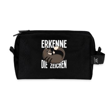 Recognize the Signs - Cheeky Cat Message - Recycled Toiletry Zip Bag - black - Front