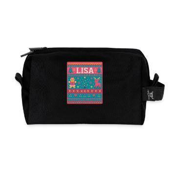 Festive Name Lisa Ugly Chrismas Style, Xmas  - Recycled Toiletry Zip Bag - black - Front
