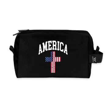 Amerika Kreuz Flagge - Recycelte Kulturtasche - Schwarz - Vorne